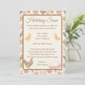 孵化すぐに鶏の女の子の赤ちゃんシャワー 招待状 (スタンド正面)