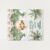 孵化すぐ赤ちゃんシャワー背景かわいい恐竜 タペストリー (正面(横))