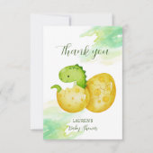 孵化するほどかわいい緑のベビー恐竜 サンキューカード (正面)