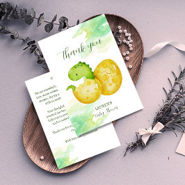 孵化するほどかわいい緑のベビー恐竜 サンキューカード