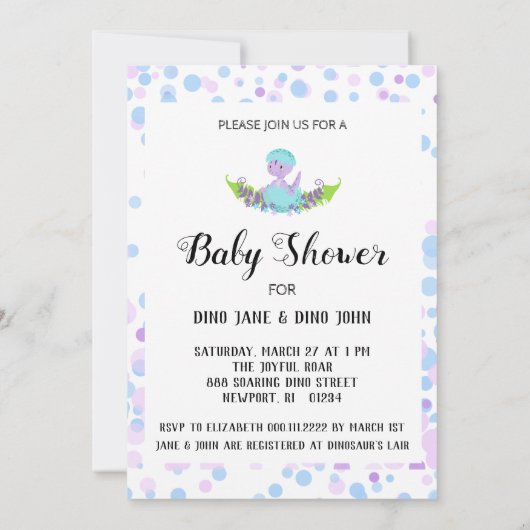 *~*孵化卵恐竜ベビーシャワー招待状 招待状 (裏面)
