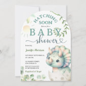 孵化近恐竜ベイビーシャワーガールアーチ 招待状 (正面)