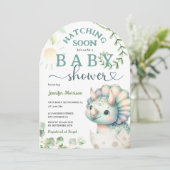 孵化近恐竜ベイビーシャワーガールアーチ 招待状 (スタンド正面)