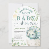 孵化近恐竜ベイビーシャワーボーイブルーアーチ 招待状 (正面)