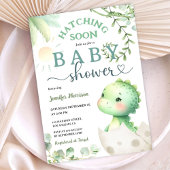 孵化近日恐竜の赤ちゃんシャワー緑Dino 招待状