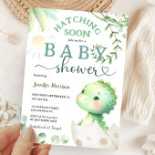 孵化近日恐竜の赤ちゃんシャワー緑Dino 招待状