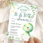 孵化近日恐竜の赤ちゃんシャワー緑Dino 招待状