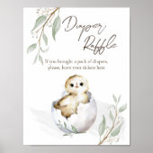 孵化間もなく鳥の赤ちゃんシャワーおむつラッフルの看板 ポスター (正面)