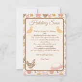 孵化鶏のベビーガールシャワー サンキューカード (正面)