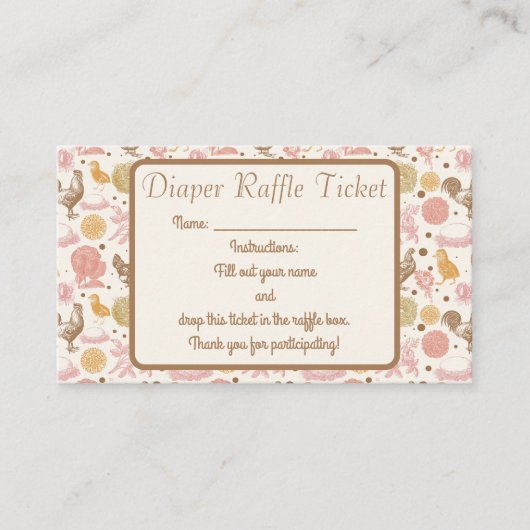 孵化鶏の赤ちゃんシャワーおむつラッフル アドバイスカード (正面)