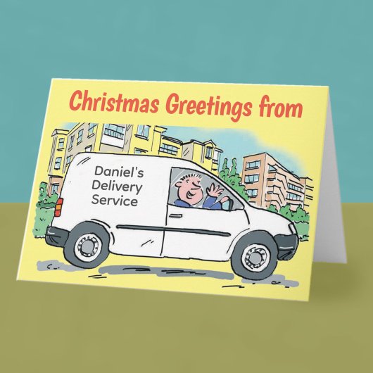 宅配便の白いバン クリスマスカード カード