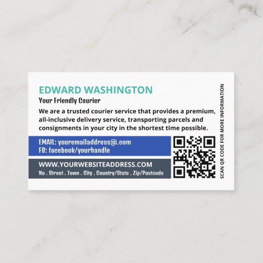 宅配便の配達人，宅配便 名刺 (裏面)