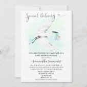 宅配便コウノトリ赤ちゃんシャワー 招待状 (正面)