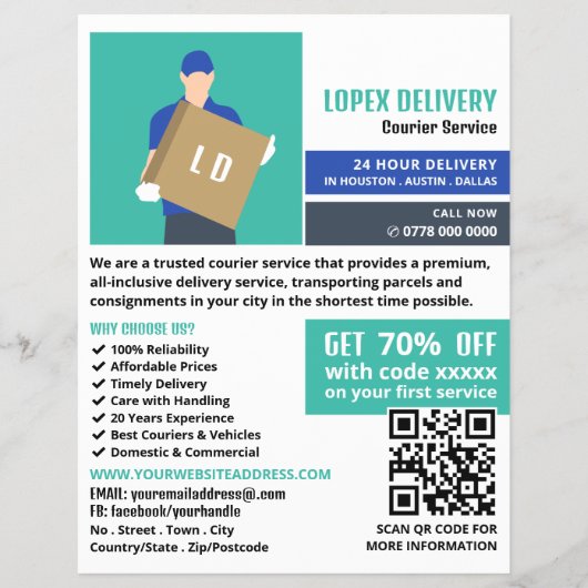 宅配便サービスの宅配便広告業者 チラシ (正面)