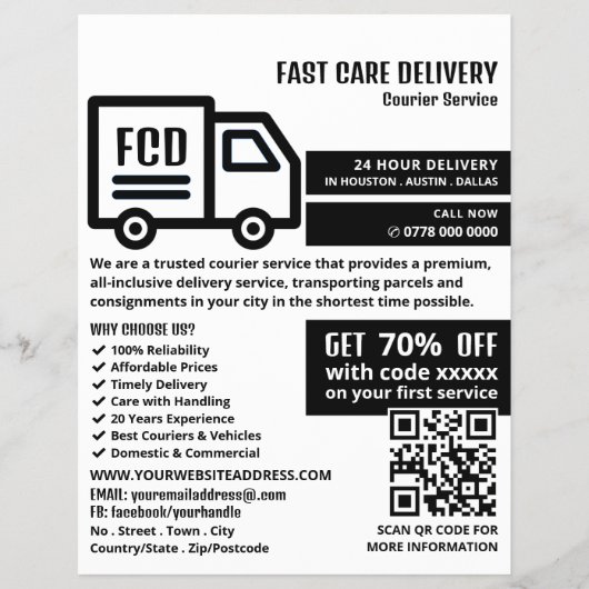 宅配便トラックロゴ、宅配便広告サービス チラシ (正面)