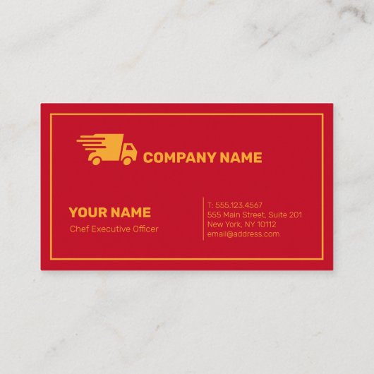 宅配便プロフェッショナル赤と黄モダン色 名刺 (裏面)