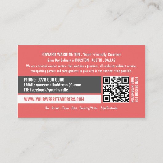 宅配便ロゴ、宅配便サービス 名刺 (裏面)