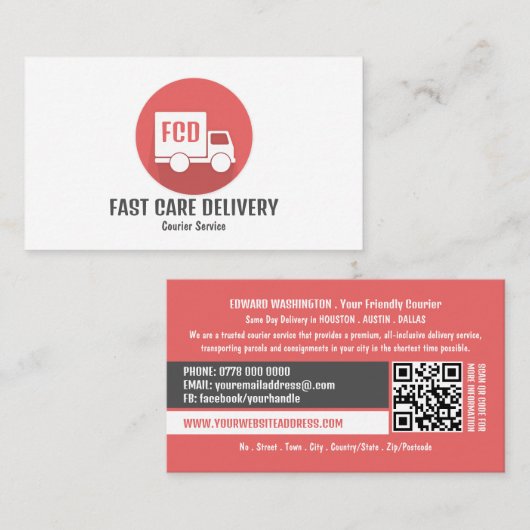 宅配便ロゴ、宅配便サービス 名刺 (正面/裏面)