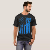 宇佐国旗の糖尿病性戦士ブルー糖尿病1型阿波 Tシャツ (正面フル)