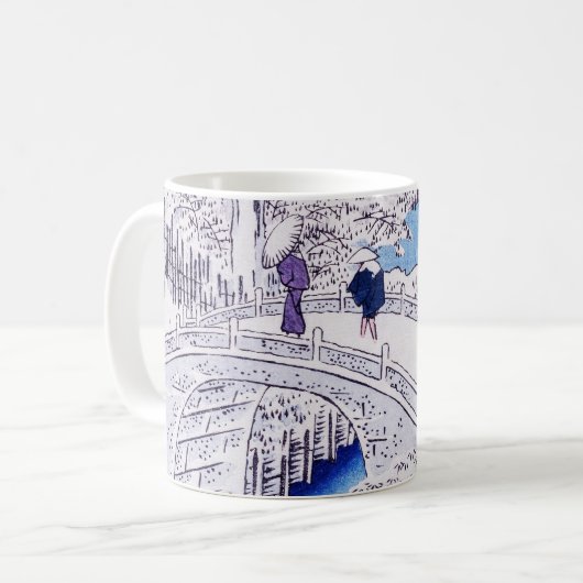 宇多川広重による橋の絵 コーヒーマグカップ (正面左)