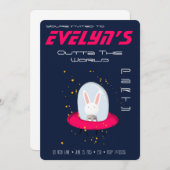 宇宙うさぎパーティーの招待状 招待状 (正面/裏面)