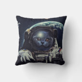 宇宙おもしろいで宇宙飛行士のショートヘア猫 クッション (裏面)