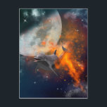 宇宙おもしろいのイルカ ポストカード<br><div class="desc">惑星おもしろいと惑星の爆発を持つ宇宙のイルカ</div>