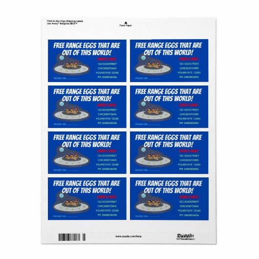 宇宙おもしろいの卵カートンのかわいい鶏 ラベル (フルシート)