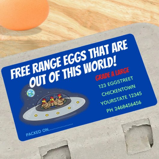 宇宙おもしろいの卵カートンのかわいい鶏 ラベル