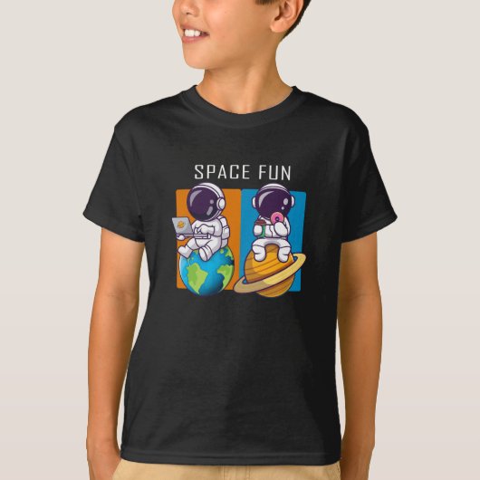宇宙おもしろいを有する宇宙飛行士,イラストレーション Tシャツ (正面)