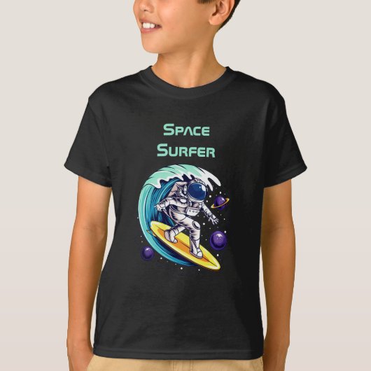 宇宙おもしろいサーフィン宇宙 Tシャツ (正面)