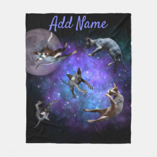 宇宙おもしろいスフィンクス猫浮遊銀河系猫 フリースブランケット