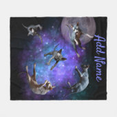 宇宙おもしろいスフィンクス猫浮遊銀河系猫 フリースブランケット (正面(横))