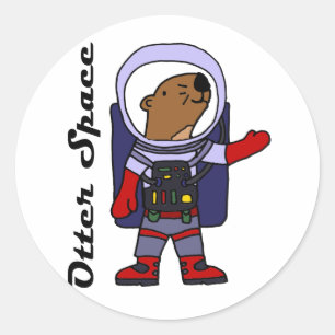 宇宙おもしろいスーツの漫画の海オッター宇宙飛行士 ラウンドシール