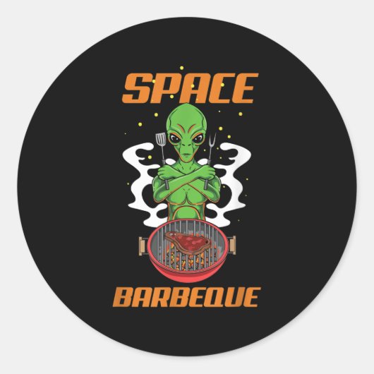 宇宙おもしろいバーベキューエイリアングリルシェフBbq ラウンドシール (正面)