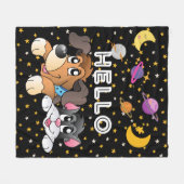 宇宙おもしろいブラックパターン月星 フリースブランケット (正面(横))