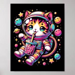 宇宙おもしろい宇宙かわいいボバティーキャット ポスター