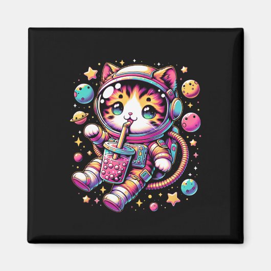 宇宙おもしろい宇宙かわいいボバティーキャット マグネット (正面)