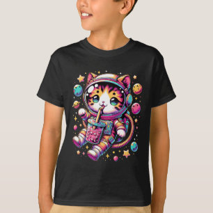 宇宙おもしろい宇宙かわいいボバティーキャット Tシャツ
