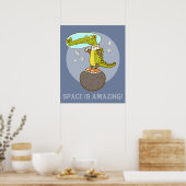 宇宙おもしろい漫画のワニ ポスター (キッチン)