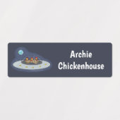 宇宙おもしろい漫画の中の鶏パーソナライズされた ラベル (デザイン1)