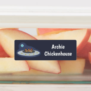 宇宙おもしろい漫画の中の鶏パーソナライズされた ラベル