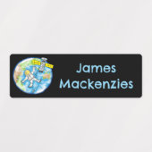 宇宙おもしろい漫画の宇宙飛行士パーソナライズされた ラベル (デザイン2)