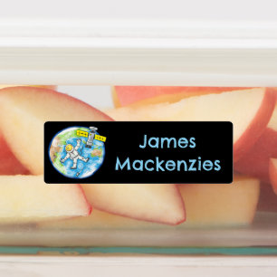 宇宙おもしろい漫画の宇宙飛行士パーソナライズされた ラベル