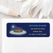 宇宙おもしろい漫画の茶色の茶葉の鶏 ラベル (インサイチュ)