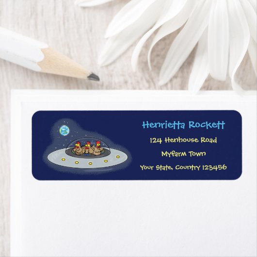 宇宙おもしろい漫画の茶色の茶葉の鶏 ラベル (インサイチュ)