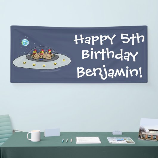 宇宙おもしろい漫画の茶色の茶葉の鶏 横断幕 (トレードショー)