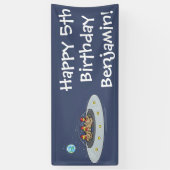 宇宙おもしろい漫画の茶色の茶葉の鶏 横断幕 (縦)