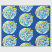 宇宙おもしろい漫画イラストレーション ラッピングペーパー (フラット)