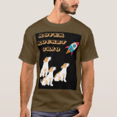 宇宙おもしろい犬と宇宙夢のロケット Tシャツ (正面)